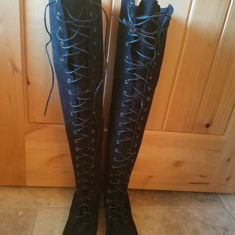 Over the knee suede boots